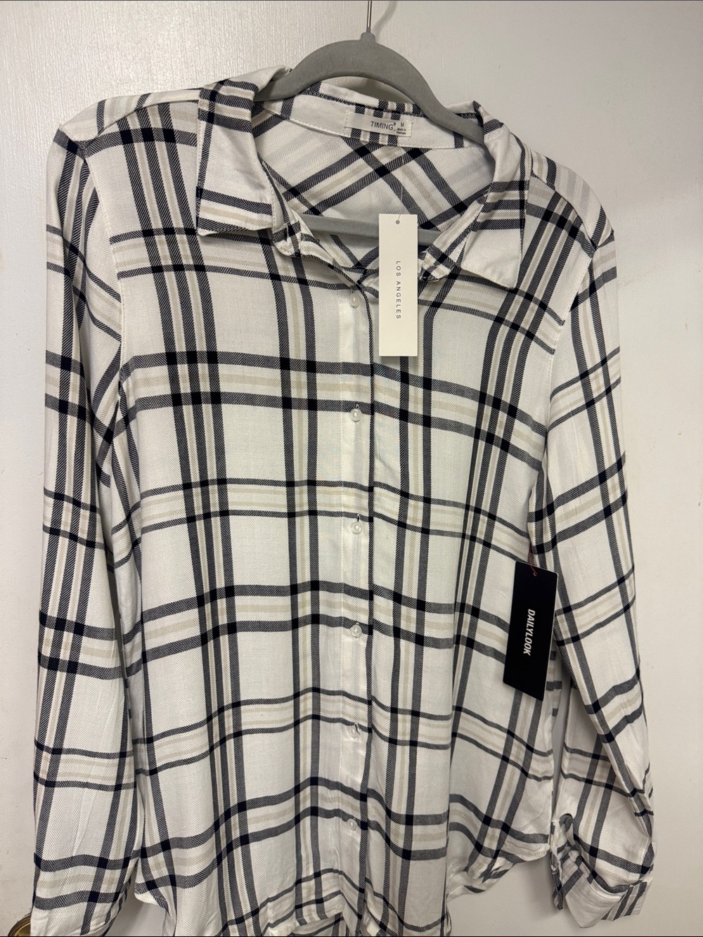 Timing Black and White Plaid Men's Button-Down Shirt